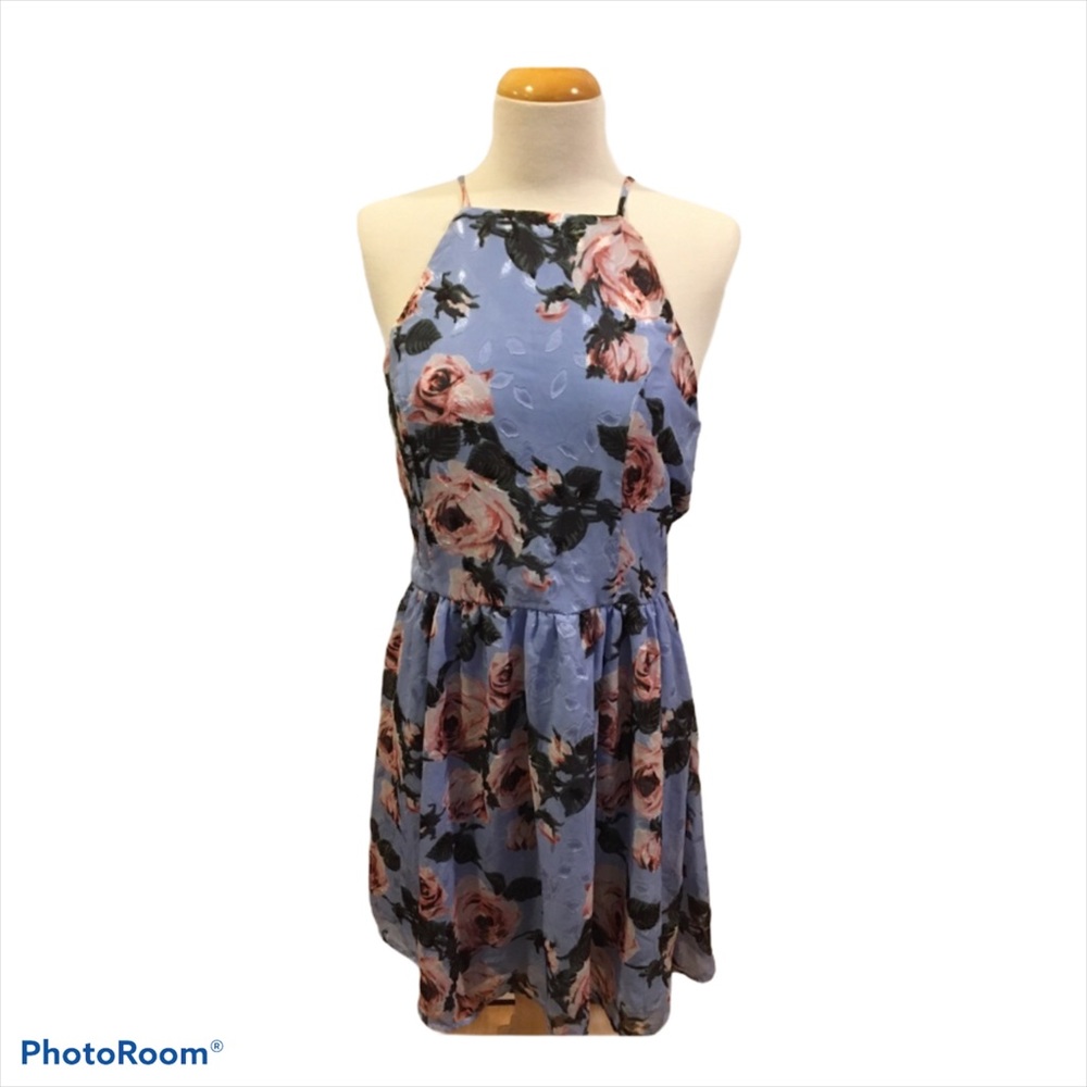 Miami Floral Halter Tie Back Dress